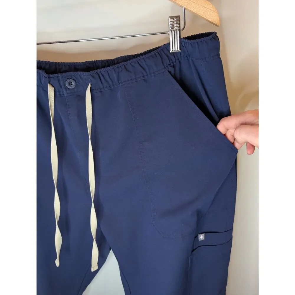 FIGS Technical Collection Scrub Pants Lot of 2 Navy Blue Drawstring XXL AS IS